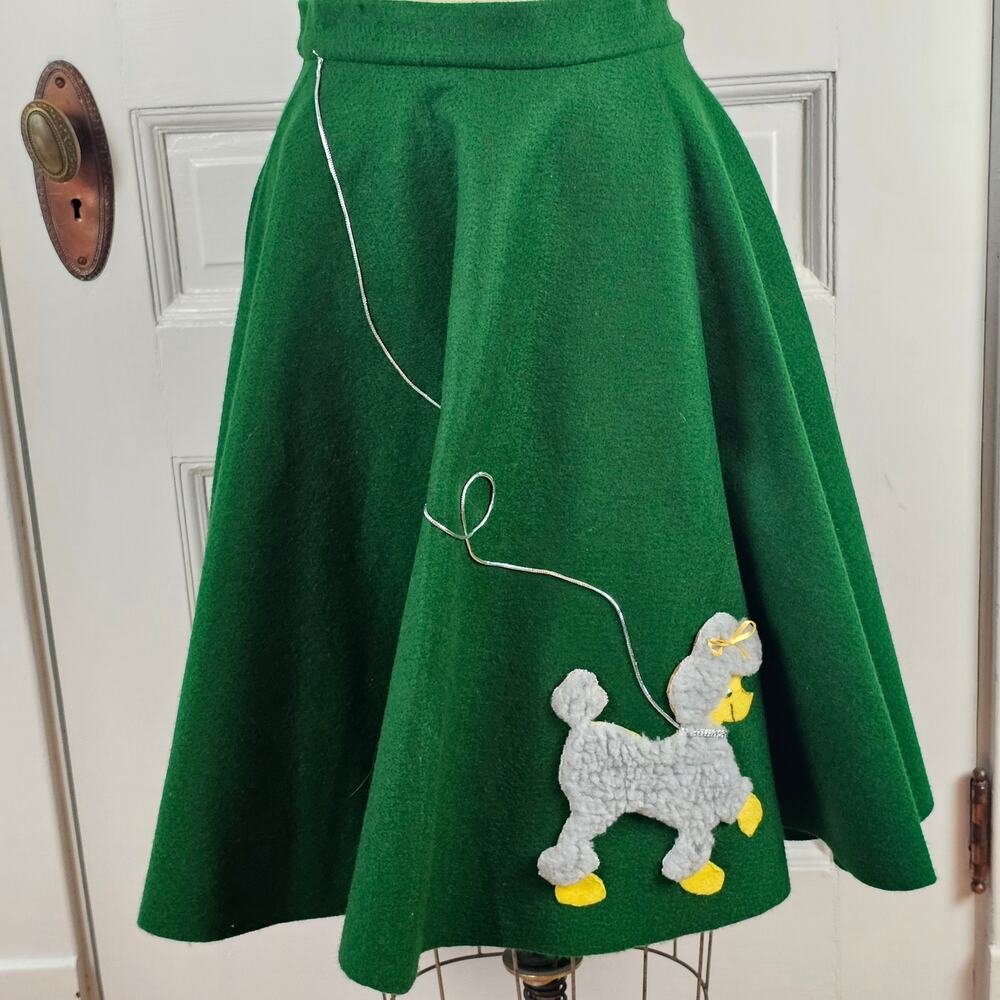 Retro green felt poodle circle skirt 1950s sock hop Halloween Grease LXL - Picture 1 of 9